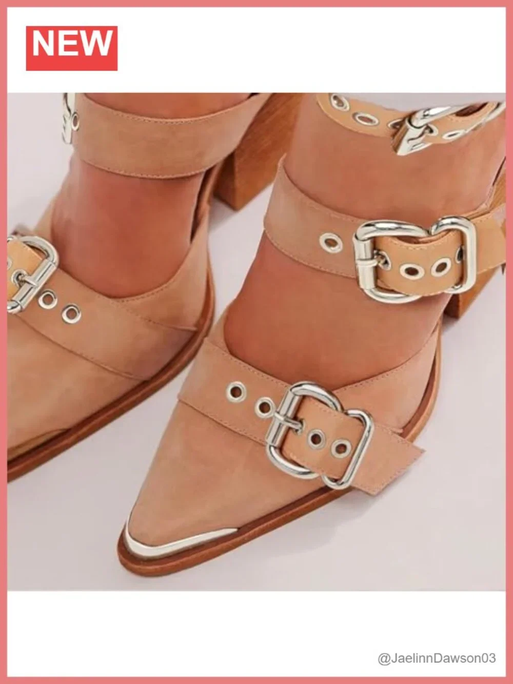 Chunky Heels for Women Wedge Stacked Heeled Sandals Pointed Toe PU Faux Leather